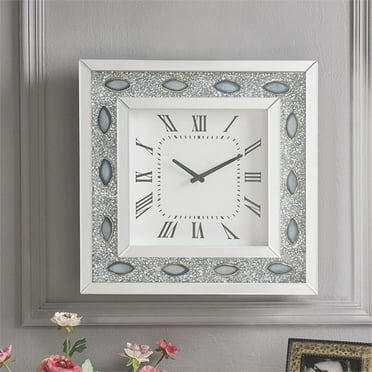Yoshida Wall Clock in Mirrored and Faux Gem